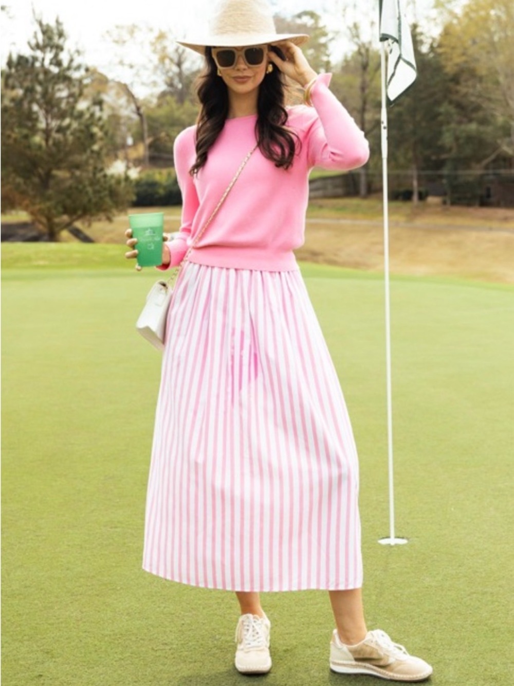 Pink Stripe Maxi Skirt - Casual Women's Summer Skirt Size Large NWOT
